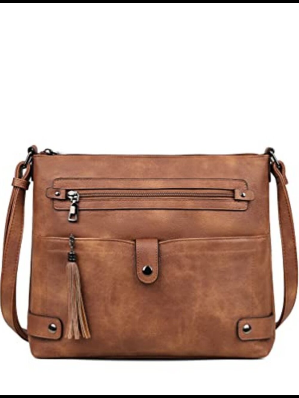 Large Waterproof Faux Leather Crossbody Bag Multi Pocket Satchel Purse